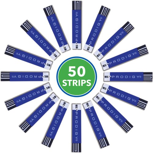 PRODIGY 10400 No Coding Blood Glucose Test Strips for Diabetes, Box of 50 Strips, Compatible with PRODIGY AutoCode, Pocket & Voice Blood Glucose Monitoring Systems