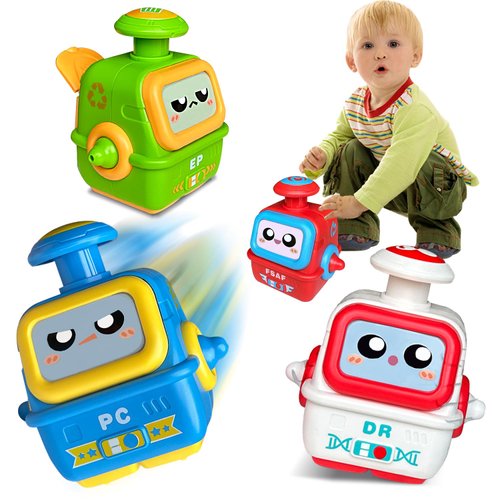PSXTCU Baby Robot Press go car Toy Toddler Toys Age 2-5,4PCS Whistle Infant Racing Cars Set for Toddlers Hand Push car Toys for 2 3 4 5 Year Old boy Girl Birthday Gifts