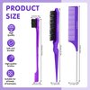 precious harvest Three-piece Hair Styling Rat Tail Comb Hair Brush Set,Double Sided Edge Brush for Edge & Back Brushing,Nylon Teasing Hair Brush with, Slicking Hair for Women Girls (Purple)