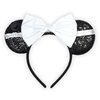 Needzo Black Tie Groom Mouse Ears Headband, Sparkly with Top Hat Accessory and White Bow, One Size