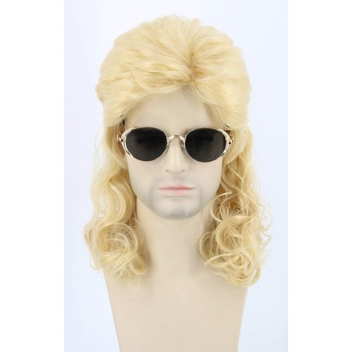 Topcosplay Mens Wigs 80s Mullet Wig Blonde Long Curly Halloween Costumes Wig (Blonde)