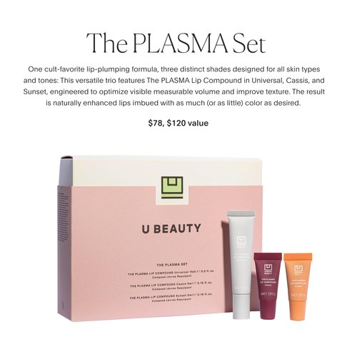 U Beauty The PLASMA Lip Compound Tinted - Plumping Lip treatment, Hyaluronic Acid & Shea Butter Deeply Hydrate - Salicylic Acid & Peptides Visibly Smooth, 3 distinct shades, 120 Value
