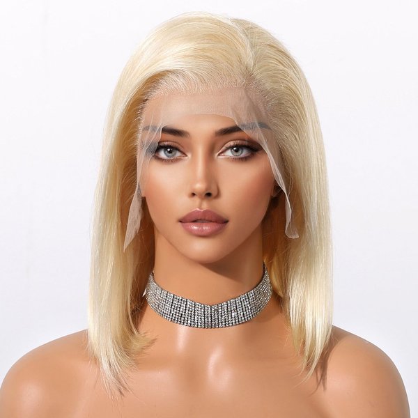 ELLORS 12 Inch Blonde Bob Wig Human Hair 13x4 HD Frontal Lace Wig 150% Density Pre Plucked Frontal Bob wigs Short Straight Bob Wigs for Women