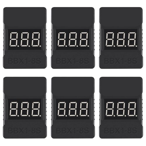 6Pcs 1-8S Lipo Battery Low Voltage Buzzer Alarm Voltage Meter Tester Battery Monitor Voltage Checker with Dual Speakers LED Indicator for RC Airplane Helicopter FPV Racing Drone DIY Parts