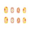 24 Pcs Flower Press on Nails Short, Almond French Tips Fake Nails Short Glue on Nails, Sun Flower False Nails with Glue Stickers, Cute Acrylic Nails Short for Women and Girls