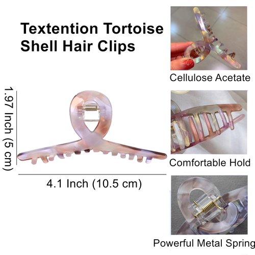 Hair Clips Tortoiseshell Claw Cellulose Acetate Jaw Clip Celluloid French Design 4.2'' Hair Barrettes Grip Leopard Print Clamps for Women Ladies Mother (3 Pack)