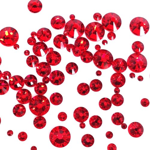 LIGHT SIAM (227) red 144 pcs Swarovski 2058/2088 Crystal Flatbacks red rhinestones nail art mixed with Sizes ss5, ss7, ss9, ss12, ss16, ss20, ss30