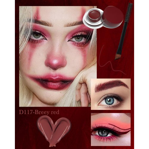 Waterproof Matte Gel Eyeliner Pot- Red Long Lasting Cream Eyeliner Eyebrow Gel, High Intensity Pigments Smudge-proof Eye Liner Brow Cream, for Halloween Cosplay Show Eye Liner Brow Face Makeup-#117
