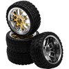 4Pack HIRCQOO 12mm Hex Plastic Wheel Rims & 2.59" Rubber Tires Set w/Foam Compatible with Traxxas Kyosho HPI Tamiya TT-01 TT-02 Sakura HSP 1/10 RC On-Road Touring Car (Yellow)