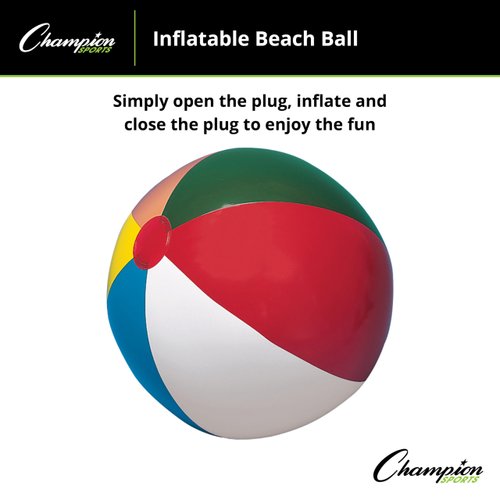 Champion Sports Beach Ball Inflatable for Pools, Beaches - Watergames for Summer - 48 Inches - Rainbow Multicolor