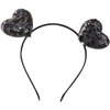 SeBneny Black Heart Headband Valentine's Day Heart Headband Sequin Glitter Hair Band Hoops Love-shaped Head Hair Hoop Headdress Christmas Headbands for Girls