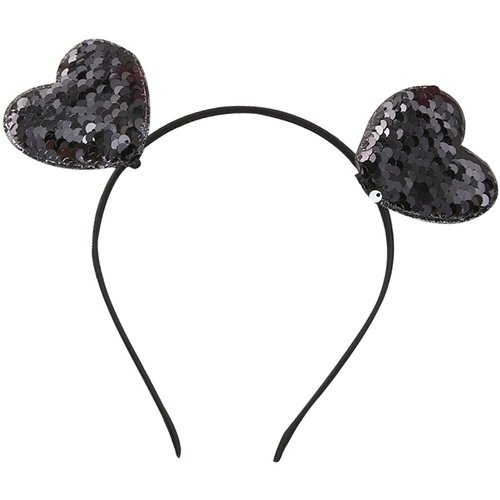 SeBneny Black Heart Headband Valentine's Day Heart Headband Sequin Glitter Hair Band Hoops Love-shaped Head Hair Hoop Headdress Christmas Headbands for Girls