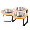 Petmolico Raised Cat Bowls, Elevated Anti Vomiting Cat Feeders Stainless Steel Bowls with Metal Stand for Cats Puppy Set of 3