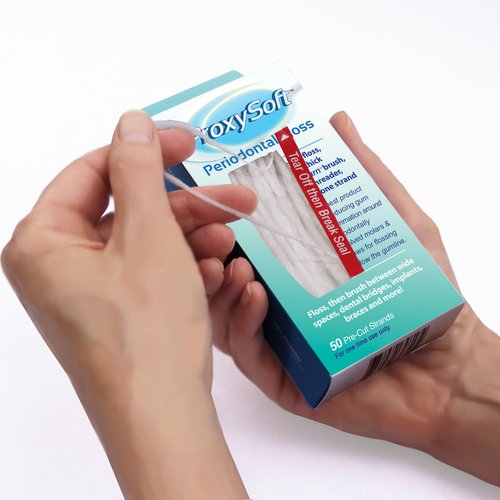 ProxySoft Periodontal Floss, 1 Pack - Dental Floss Threader, Braces Floss and Thick ProxyBrush for Daily Care of Periodontal Disease and Gum Health - Orthodontic Flossers for Braces and Teeth