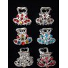 Generic small mini silver metal hair claw clip with crystals bridal clip (A) (Primary color: Multi-color), 1 Count (Pack of 1)
