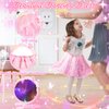 Surelect Princess Dress Up Clothes for Little Girl, Light Up Princess Cape Set with Crown, Princess Dresses for Girls 3-8 Role Play, Princess Toy Gift for Halloween Christmas Birthday Party