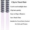 Hair Tinsel Fairy Tinsel Hair Extensions Clip in Glitter Purple Hair Tinsel Heat Resistant Christmas Halloween 20 inch 12 Pieces