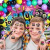 53 PCS 80s Temporary Tattoos, Retro 1980s Hip Hop Party Birthday Decorations Fake Game Console Recorder Tattoo Body Sticker for 80s Birthday Party Favors Supplies Kids Boys Girls Party Bag Filler