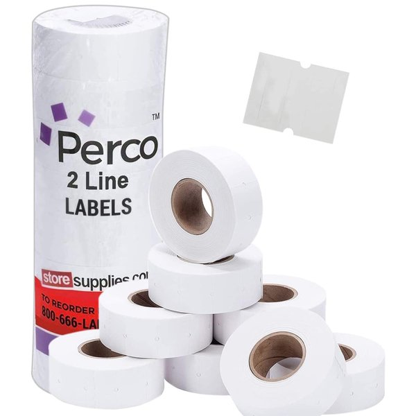 Perco 2 Line White Labels - 1 Sleeve, 6,000 Blank Pricing Labels for Perco 2 Line Price and Date Guns