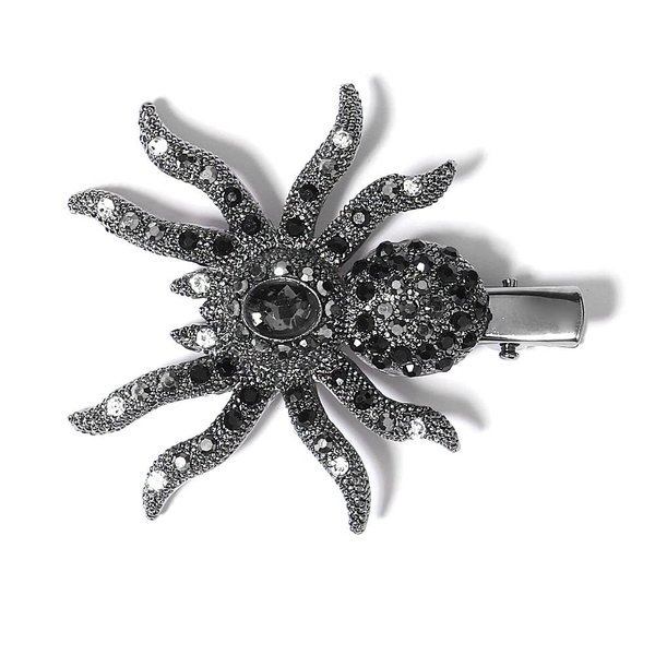 Xerling Gothic Spider Halloween Hair Accessory for Women and Girls Black Gem Hair Piece Alligator Hair Clip Duckbill Barrette Hairpin (Spider B)