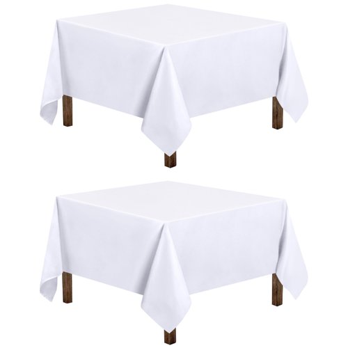 Utopia Kitchen Square Table Cloth 2 Pack [54x54 Inches, White] Tablecloth Machine Washable Fabric Polyester Table Cover for Dining, Buffet Parties, Picnic, Events, Weddings and Restaurants