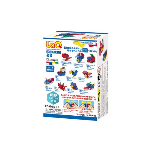 LaQ Basic 85 3D | 85 Pieces | Age 5+ | Creative, Educational Construction Toy Block | Made in Japan