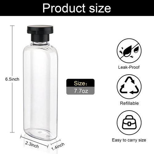 Wowang Travel Shampoo and Conditioner Bottles 7.7oz 3 Pack Leak Proof Squeeze Bottles with Flip Cap Refillable Containers Plastic Travel Toiletry Bottles for Lotion Shampoo Conditioner