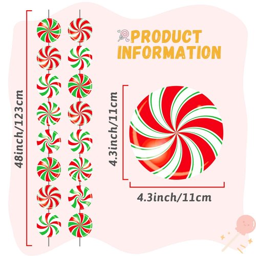 12 Pack Christmas Theme Party Decorations Christmas Candy Hanging Swirl Peppermint Candy Paper Cutouts Party Ceiling for Christmas Candy Gingerbread Man Home Ceiling Decoration supplies Favors