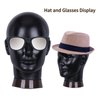 Newshair Bald Mannequin Head Male Wig Head Professional Cosmetology for Wig Making and Display Hat Helmet Glasses or Masks Display Head Model with Clamp Stand (Matte black)