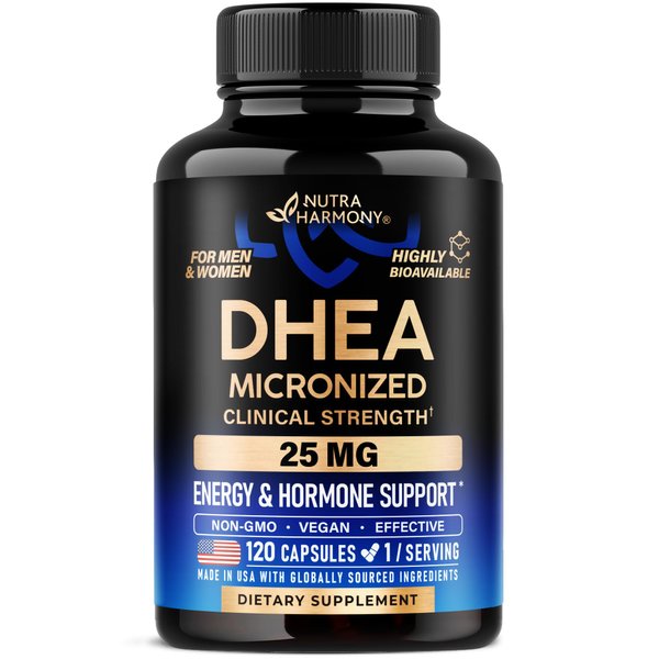 DHEA 25mg - Micronized DHEA Supplement for Women & Men - Clinically Proven Strength & Bioavailable - Healthy Aging, Hormone Balance & Energy Level Support - Vegan & NON-GMO - Made in USA, 120 Capsules