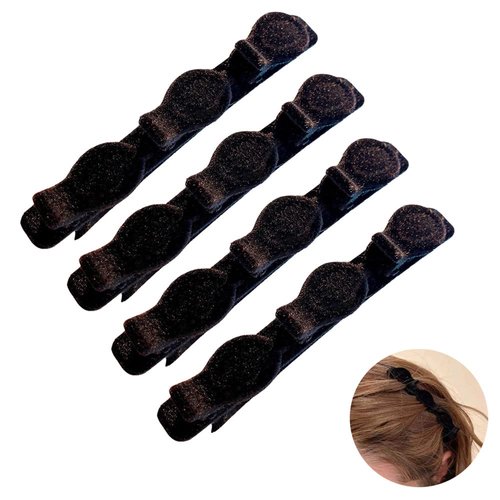 Retro Textured Braided Hair Clips (4 Pack) - Double Layer Twist Plaits with Flocking Texture, Hollow Woven Hairpins for Styling and Hair Accessories for Women and Girls