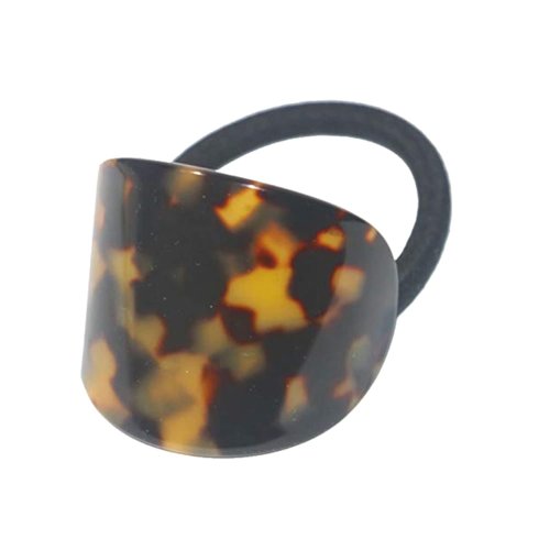 French Amie Curve Oval Tokyo Tortoise Shell Celluloid Handmade Ponytail Elastic Hair Tie for Wome...