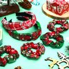 8 Pack Christmas Plaid Snowflake Headbands 4 Buffalo Plaid Hair Scrunchies 4 Christmas Knotted Headband Plaid Hair Band with Elastic Hair Scrunchies for Women Girl(Red Green, Snowflake)
