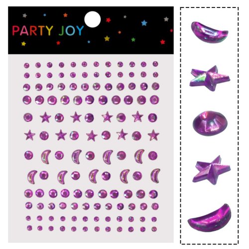 Moon Stars Face Gems Jewels Stick for Women Hair Face Body Crystal Rhinestones Rave Festival Clown Body Face Eye Nail Makeup Stickers Kids Temporary Tattoos (Purple)