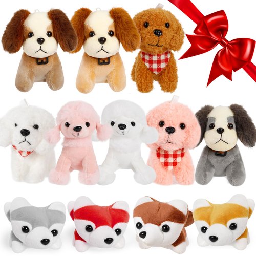 TMWK 12 Pack Dog Stuffed Animals, Stocking Stuffers for Kids, Toddler Stocking Stuffers, 4.8 Inch Small Stuffed Animals Bulk, Assorted Puppy Stuffed Animals