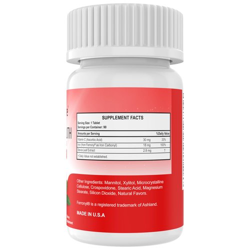 NutritiPure Chewable Iron Supplement (Carbonyl Iron 18 mg with Vitamin C 30 mg) Tablet in Orange Flavor 90 Count x 2 Bottles (Twin Pack)