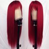 QD-Tizer Red Long Silky Straight Wigs with Bangs, Heat Resistant Synthetic No Lace Wig for Fashion Women, Natural Looking Hair Replacement Wig for Party Cosplay