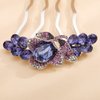 Jumwrit Wedding Crystal Flower Floral Hair Comb Silver Rhinestone Teardrop Hair Side Comb Vintage Bride Bridesmaid Headpiece Bridal Jewelry Hair Clip Comb for Women Girls(Purple)