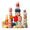 MTTIERY 36PCS Wooden Stacking Rocks Building Blocks,Sensory Preschool Learning Activities Montessori Toys for Toddlers 3 Year Old, Balancing Stones Birthday Gifts for Kids 3-5