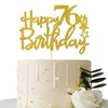 Gold Glitter Happy 76th Birthday Cake Topper - 76 Sign Cake Topper - Cheers to 76 Years Party Supplies - 76th Birthday Party Decorations