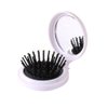 2Pcs Folding Travel Hair Brush with Mirror, Round Portable Folding Pocket Hair Brush Mini Hair Massage Compact Mirror with Comb Travel Size for Men Women Styling Tools and Appliances(Black and Pink)