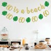 60 is a Beach Banner, Happy 60th Birthday Banner, 60th Beach Birthday Party Decorations, Summer Birthday Party Decorations, Beach Theme Party Supplies (Gold Glitter)