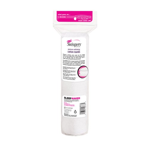 Swisspers Premium Exfoliating Rounds, 2 Distinct Raised Textured Surface, Cotton Facial Pads, 80 Count Re-closable Bag