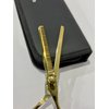 7INCHES AND 6.5INCHES PROFESSIONAL HAIR CUTTING AND THINNING SHEARS SET RAZOR EDGE BARBER SCISSORS HANDMADE SCISSORS RIGHT-HAND MADE OF HIGH CARBON STEEL (GOLDEN, 7)