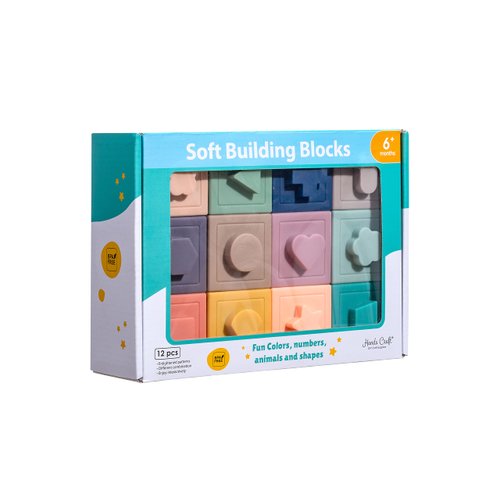 Hands Craft Acrylic Soft Building Blocks Baby Stacking Toy Textured Numbers or Animals Stackable Stacker Toy Early Developmental Educational Teething Toy SISS023