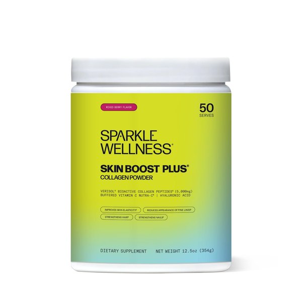 Sparkle Wellness Skin Boost Plus (Mixed Berry) [50-Serves] | Collagen Powder Supplement with VERISOL Bioactive Hydrolyzed Collagen Peptides, Vitamin C & Hyaluronic Acid to Improve Skin Elasticity