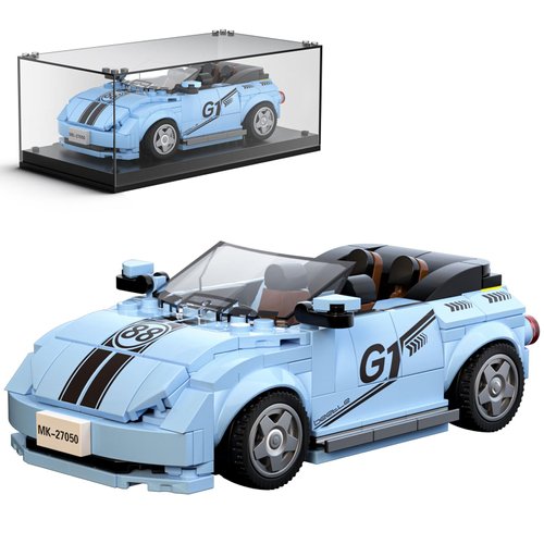 Mould King Speed Champion V.Beetle Car Models Building Toys with Display Case, 27047 Collectible Model Car Kits, Toy Cars Building Blocks Race Car Building Kits for Adults and Kids 8+ (298 PCS)