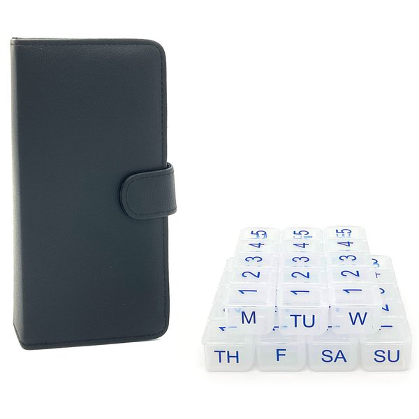 e-Pill 5 Times a Day x 7 Day Small Weekly Pill Organizer, Vitamin and Medicine Pill Box - with Discreet Case
