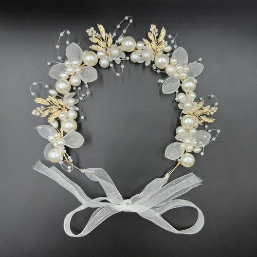 Binrina Hairband - Pearl Headpiece Crystal Flower Headband for Princess Flower Girls & Bridesmaid, Wedding Headpiece Hair Jewelry, One Size Fits All, Ideal for Women and Girls for Special Occasions