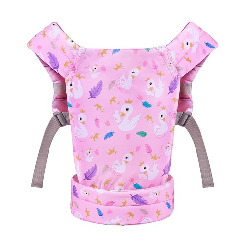 BABESIDE Reborn Baby Doll Carrier for Little Girls, 17-22 Inch Doll Carrier with Cute Swan Patterns for Realistic Newborn Baby Dolls Girls, Pink